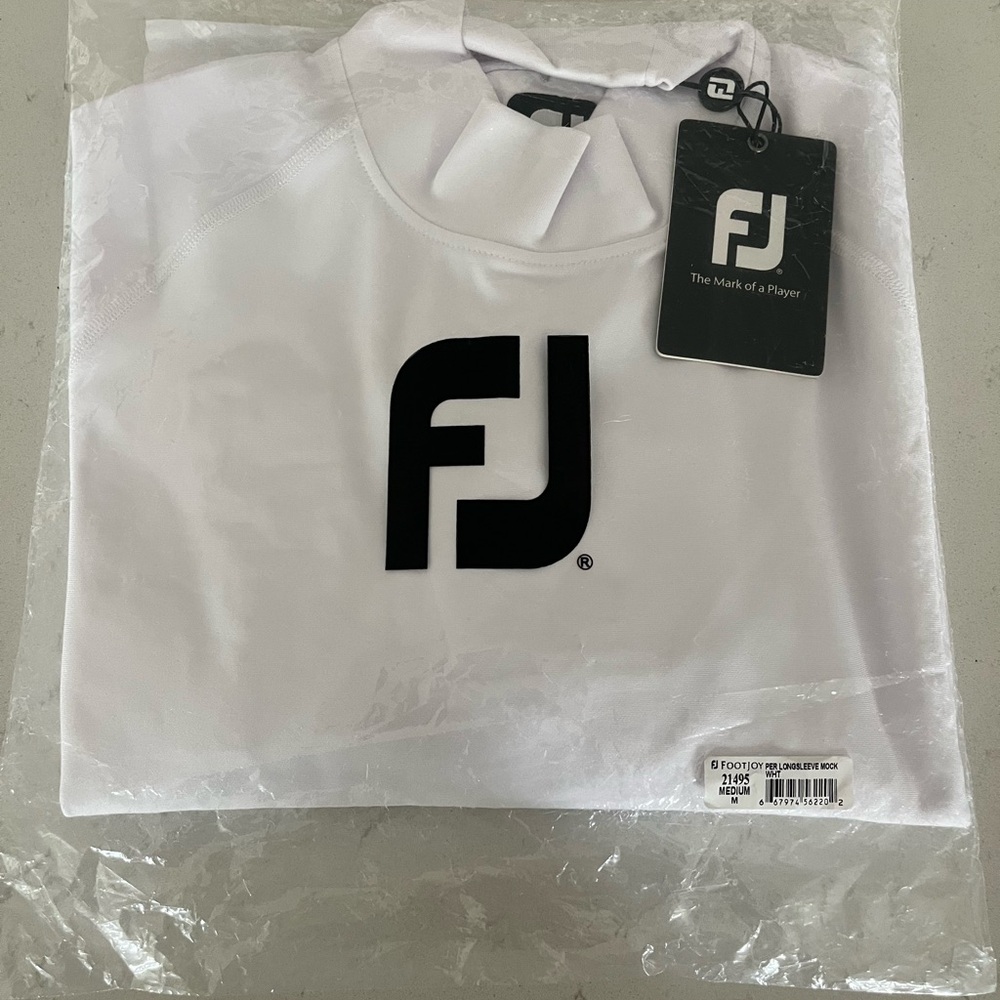 FootJoy White Long Sleeve Thermal Fabric Mock Turtleneck